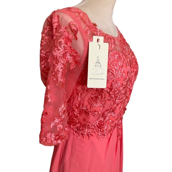 NWT  Chiffon Elbow Sleeve Length Wedding Dress   Size: 6 - Picture 4 of 16